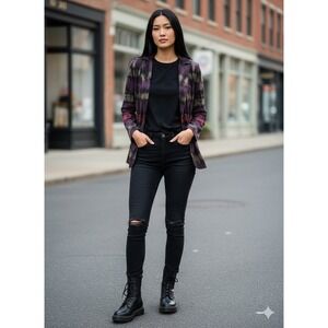 Miley Cyrus Max Azria cotton 3 button blazer jacket multicolored tie dye large